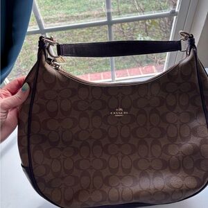 Coach Purple and Brown Signature Hobo Bag